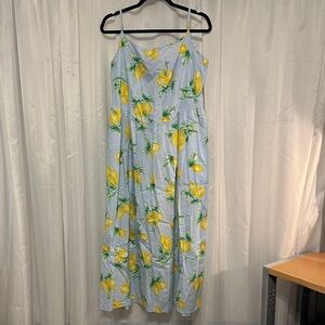 GAP Lemon Patterned Maxi Dress - Blue and Yellow